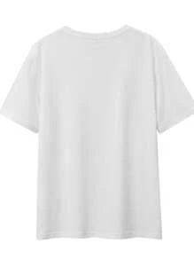 SHEIN LUNE Round Neck Short Sleeved T-Shirt With Slogan And Lemon Pattern In Spring And Summer - White - View 2