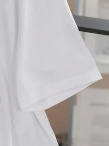 Women's Casual Floral & Butterfly Print Round Neck White T-Shirt, Summer - White - View 3