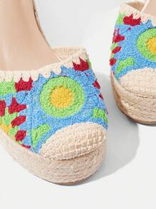 Styleloop Rope Woven Platform Wedge Sandals For Party, Wedding, Casual, Holiday Wear - Multicolor - View 3