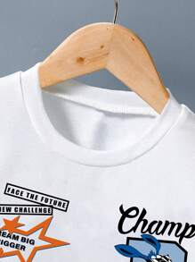 Set de 2 piezas para niños: Camiseta de manga corta con estampado de letras y pantalones cortos. Conjunto a juego para niños pequeños, traje de 2 piezas para niños pequeños, conjuntos de verano para niñas pequeñas