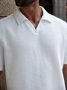 Manfinity Homme Plus Size Men's Casual Plain Short Sleeve Polo Shirts For Summer - White - View 3