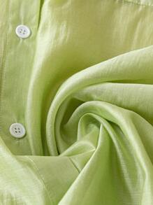 SHEIN LUNE CURVE Set de 2 piezas para mujer: Camisa de manga corta con cuello y shorts de verano - Multicolor - Ver 5