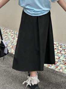 DAZY Tween Girl Lace Patchwork A-Line Elastic Waist Skirt, Summer, Back To School Clothes - Black - View 7