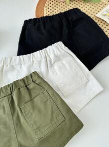 SHEIN 3件套女童黑色、军绿色、白色牛仔短裤 - 彩色 - 查看 7