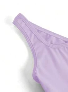 Váy dây mảnh màu tím kèm quần legging, thiết kế khoét sâu chữ thập sau lưng cho bé gái - Màu tím - Xem 5
