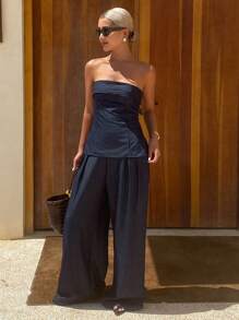 Livesso Women Two Pieces Outfits For Daily Wear - Blue - View 3