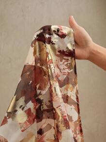 Anewsta Váy dài tay họa tiết lá kim thanh lịch dành cho nữ - Màu be - Xem 8