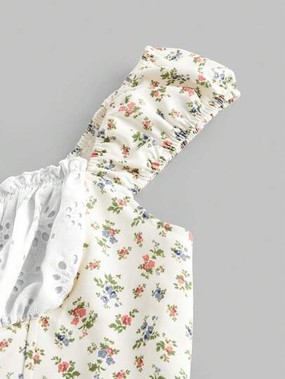 Kawaii Plus Size Palace Style Ditsy Floral Square Collar Blouse