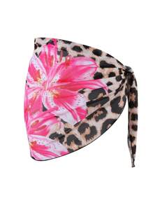 SHEIN Swim 两件套春假印花网眼沙滩罩衫