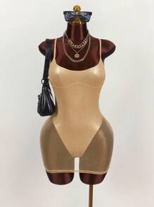 Amplova Váy 2 trong 1 vải xuyên thấu kim loại - Rượu sâm banh - Xem 5