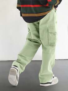 Manfinity EMRG Pantalones holgados de hombre con bolsillos laterales con solapa