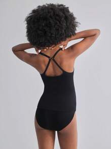 BloomMama Camiseta interior de maternidad de unicolor - Cuello redondo bajo