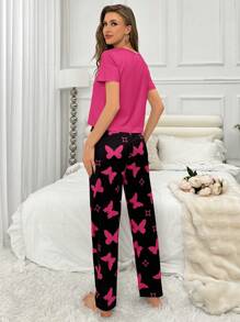 Heart & Butterfly Print Women Pajama Set, Short & Long Style