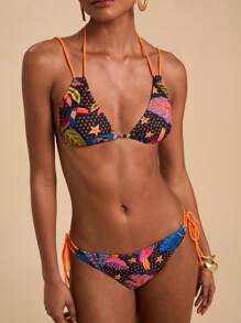 Travachic Conjunto de bikini para mujer con estampado de plantas tropicales, conjunto de ropa de verano para mujer, trajes de baño de mujer, trajes de baño de mujer, atuendos de playa para mujer