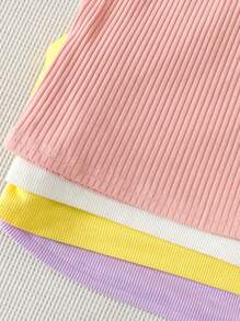 SHEIN 4pcs Tween Girl Fitted Casual Candy Color Comfortable Soft Multi-Pack Tank Tops, School, Campus, College - White - View 3