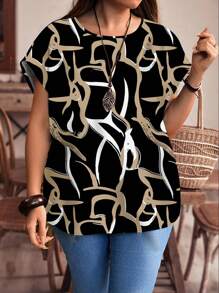 EMERY ROSE 休闲宽松圆领短袖加大码衬衫，适合夏季 Vcay 女士夏季服装女士夏季衬衫