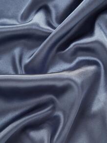 SilkySpell 双色纯色交叉带缎面女式睡袍