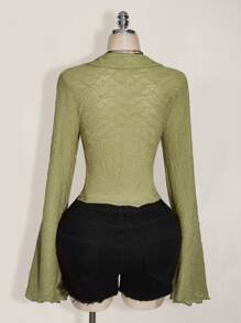 SHEIN ICON Blusa superior transparente sin sujetador con dobladillo asimétrico con volante de ICON PLUS, talla grande - 1891, Estilo Y2K