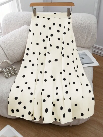 SHEIN Women Polka Dot Print Skirt Fall Cloth For Women