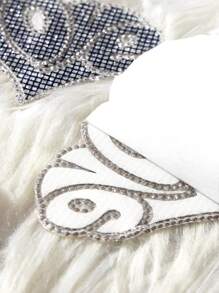 SHEIN 水钻装饰可重复使用花卉乳头贴 - 銀色 - 查看 4