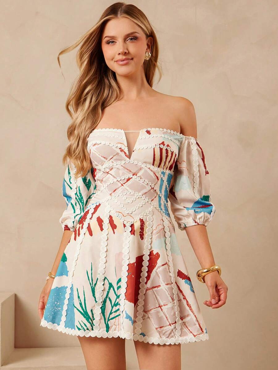 L'Amorae Đầm mini cổ chữ V thanh lịch và gợi cảm dành cho ngày lễ hàng ngày dành cho nữ - Nhiều màu - Xem 1