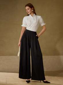 MOTF PREMIUM FOLD PLEATED WIDE LEG SUIT PANTS