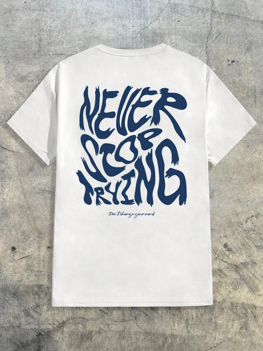 AXEPEAK Camiseta de manga corta casual con cuello redondo y estampado de letras, estilo de ropa de calle, de verano - Rojo - Ver 1