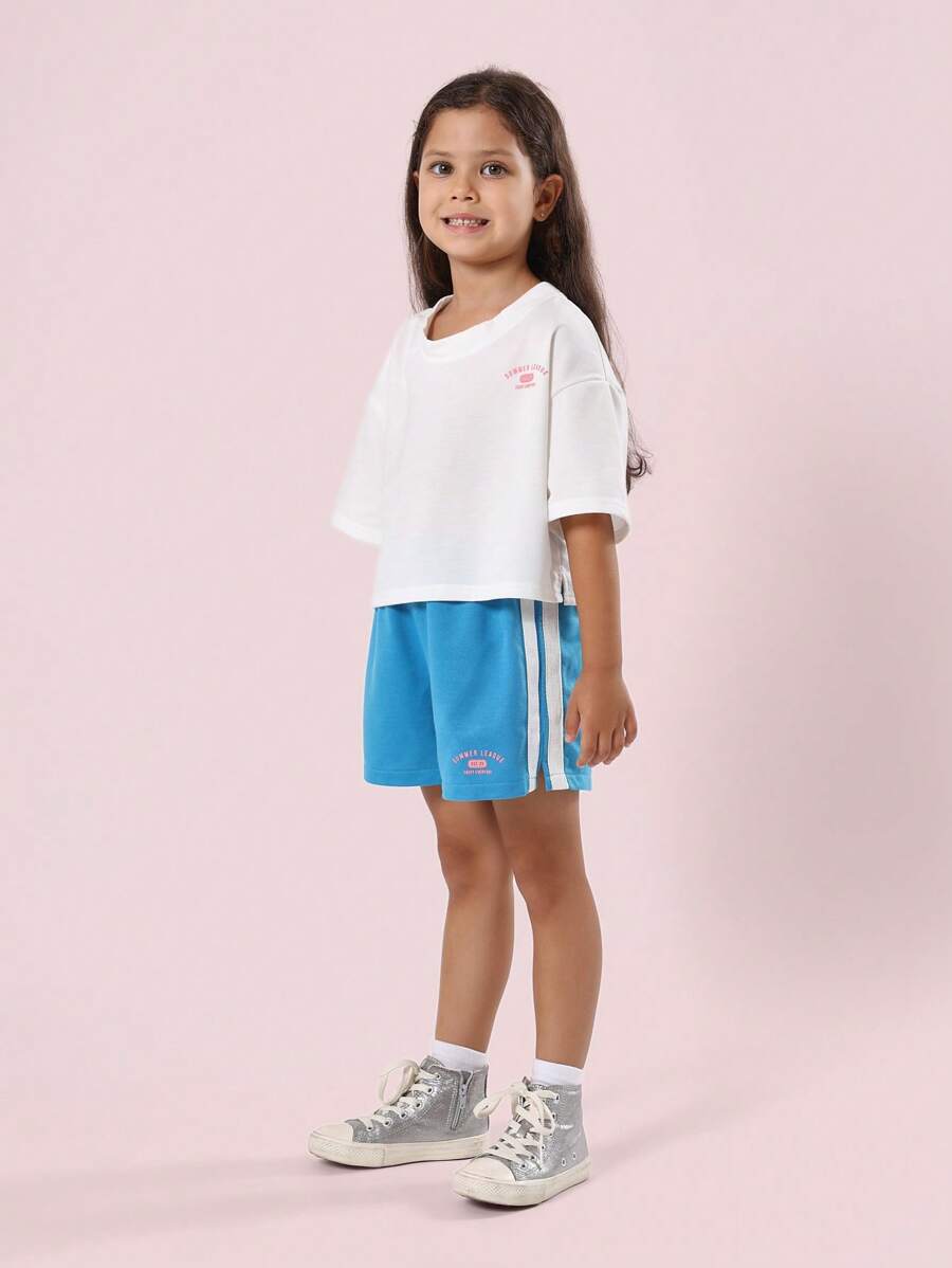 SUMWON Bộ đồ hai mảnh phối hợp áo crop top thể thao mùa hè dành cho nữ, trang phục tập luyện, trang phục thể thao mùa xuân, trang phục thường ngày - Màu xanh lam - Xem 1