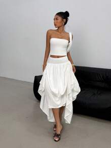 SHEIN EZwear 女士时尚双面半身裙，适合夏季 - 白色 - 查看 6