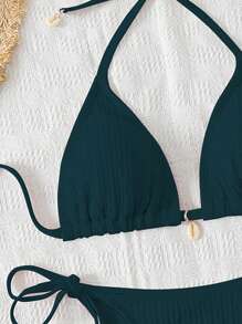 Swim Mod Women Beach Summer Swimwear Set - Teal Blue - View 4