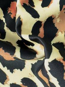 Swim Lushoire Cut Out Spaghettiträger Leoparden-Muster Top mit Schnürung und schwarzem Dreiecks-Unterteil, sexy Bikini-Set mit Rückenausschnitt für reife Frauen, 2-teilig