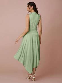 Enchnt Women's Solid Color Simple Sleeveless Dress - Mint Green - View 7