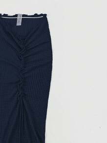 Swim Chiccia 纯色高开衩沙滩纱笼和裙子套装 - 藍色 - 查看 4