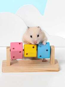 1pc Hamster Toy Hamster Magic Cube Small Animal Chews Toy, Natural Wood Block Molars Treats Snack