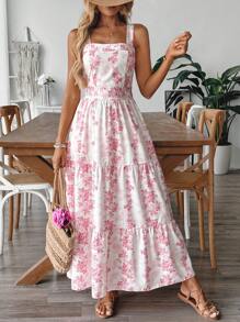 Breezaya Women's Blue & White Print Waist Defined Leisure Daily Commute Sleeveless Casual Dress - Pink - View 6