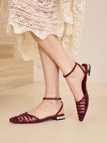 MOTF PREMIUM POINTED TOE SLINGBACKS FLAT SHOES - Burgundy - View 5