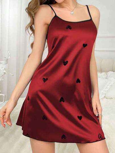 Minimalist Heart Print Camisole Nightdress, able Luxeloungewear view 6