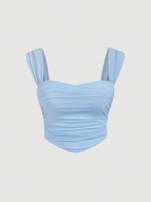 SHEIN MOD Áo ba lỗ màu xanh thời trang cỡ lớn, phù hợp cho mùa hè - Màu xanh lam - Xem 1