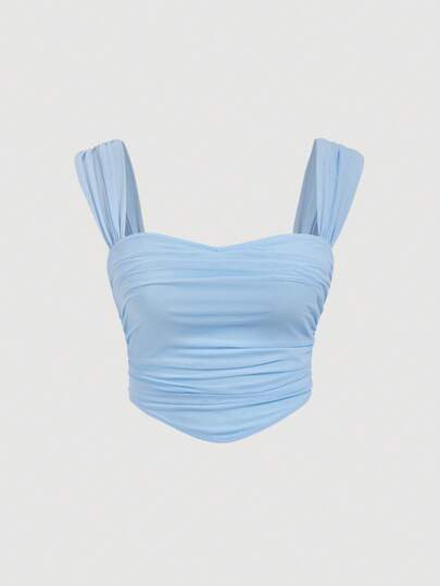 SHEIN MOD Plus Size Fashionable Blue Tank Tops, Suitable For Summer