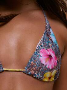 Musera Resort Botanical Bikini Triangle Bikini Top Summer Beach Vacation Beachwear Graphic - Multicolor - View 6