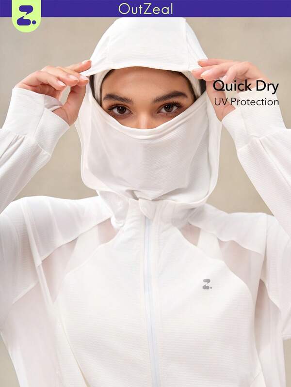 OutZeal SunProof UPF50+ Quick-Dry Breathable Sun Protection Jacket Women With Mask, Zipper Pockets Everyday Daily Casual