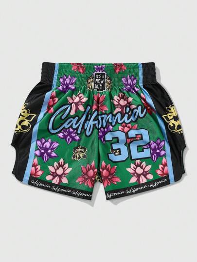 Street Life Men's Street Floral Print Number Street & Casual Shorts, Suitable For Spring And Summer