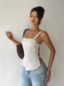 Siren Gaze New Summer Large Backless Strap Tops, Fashionable And Elegant Sexy Suspenders, Sleeveless Wrap Tops Party - Apricot - View 6