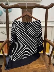 Franclia Asymmetrical Striped Satin Off Shoulder Blouse