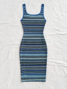 Soleia Women Casual Wave Striped Square Neck Slip Dress Spring Summer Outfits For Women Boho Beach West Music Festival Holiday Date Night Afternoon Tea Blue Knit Dress Blue Summer Dress Bodycon Dress Striped Knit Dress Tummy Control Dress