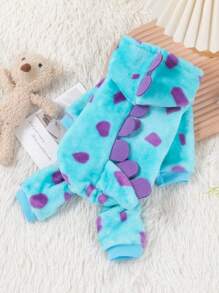 PETSIN Cute Polka Dot Monster Plush Warm Dinosaur Cosplay Pet Jumpsuit, For Autumn/Winter