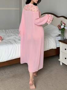 Dream Adore Women's Lace & Chiffon Sheer Lantern Sleeve Robe - Multicolor - View 2