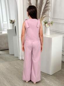 Sparklyn 女童蝴蝶结开衫背心和宽松阔腿休闲裤套装