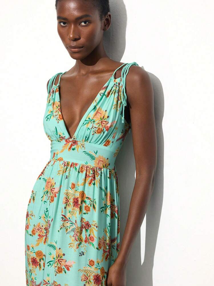 SHEIN Maija Women Casual Floral Print Long Dress, Summer