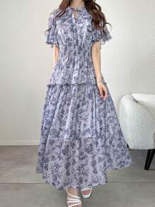 FRIFUL Đầm dài nữ kèm khăn choàng, thích hợp cho các buổi hẹn hò và những dịp lãng mạn, đầm maxi mùa hè. - Màu xanh lam - Xem 3